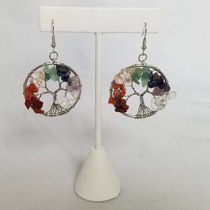 7 Chakra Natural Quartz Stone Tree of Life Earring